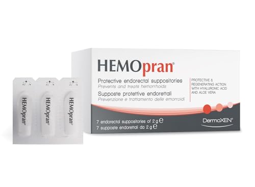 HEMOpran Hämorrhoidenzäpfchen gegen Juckreiz - Mittel gegen Hämorrhoiden, Krampfadern, Brennen, Schmerzen, Blutungen - Entzündungshemmendes Mittel gegen Analfissuren - 7 Stück.