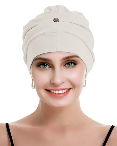 osvyo Baumwoll Chemo Kopfbedeckung für Damen mit Krebs und Haarausfall, Mütze aus Baumwolle, Leichte Kopfbedeckung, Versiegelte Verpackung