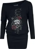 Black Premium by EMP Damen Longsleeve Dress with Skull and Roses schwarz S