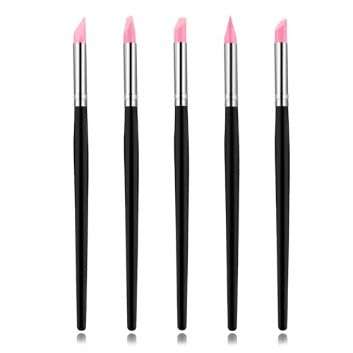 5 Stück Gummipinsel Silikon Bürsten Dotting Tool Nail Art Silikonpinsel Ton Werkzeugset Verwendbar Silikon Zauberpinsel für Keramikskulpturen Malerei Nagelkunst DIY Handwerk Nagelkunst (20cm)
