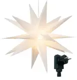 3D Leuchtstern inkl. warm-weißer LED Beleuchtung | für Innen und Außen geeignet | hängend | 7,5 m Zuleitung (weiß, ca. 57x44x48 cm)