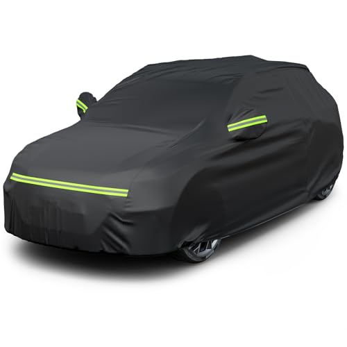 Favoto Autoabdeckung Winter Vollgarage Auto Abdeckplane Staubdicht Wasserdicht Autohülle Autoplane Car Cover für 480cm-505cm SUV 500cm x 190cm x 185cm 3.5kg Schwarz