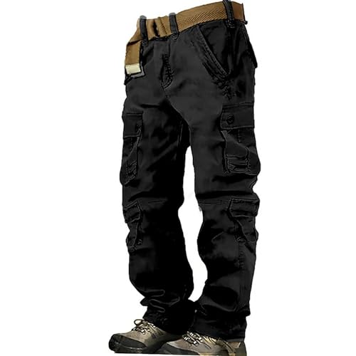 Hehiy Herren Cargo Sporthose Trainingshose Biker Hose Einsatzhose Winter Arbeitshose Herren Warm Hose Herren Jeans Straight Chino Hose Herren Stretch Regular Fit