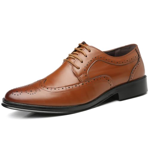 Herren Anzugschuhe Schnürhalbschuhe Klassischer Busines Schuhe Hochzeit Schuhe Schnürschuh Lederschuhe Atmungsaktiv Fahrschuhe mit Löchern Praxis-Bequem Freizeitschuhe Comfy Geschäftsschuhe