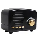 Tragbares Radio, Retro, kompatibles Bluetooth-Lautsprecherradio, unterstützt TF-Karte, FM-Player, Retro-Drehknopf, kabelloses Laden, niedlicher Lautsprecher (schwarz)