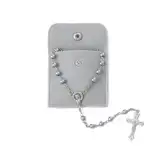 Calkkrer Katholischer Rosenkranz, Rosenkranz zur Kommunion mit Retro-Kreuz,Samt Geschenkbeutel Elegante Kreuz.Taufe Kommunion Hochzeit Kommunion Party(Grau)