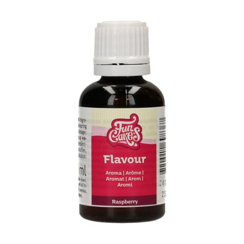 Funcakes Flavours Himbeere Lebensmittel Aroma Flüssig - 30 ml - Intensives Aroma - Alkoholfrei und Halal - Lebensmittelaroma Geschmack für Backen, Glasuren, Teigen, Eiscreme und Soßen