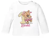 SpecialMe® personalisiertes Baby Langarmshirt mit Namen Geburtstagsshirt Bär Ballerina Zahl 1 Mädchen weiß 80/86 (10-15 Monate)