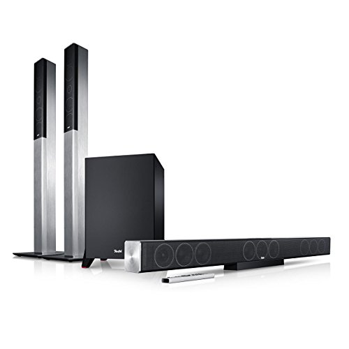 Teufel CINEBAR TRIOS Easy 5.1-Set L - Soundbar mit Kabellosem Standlautsprecher und Subwoofer, Aluminium Gehäuse, Dolby Audio, NFC, Bluetooth aptX, HDMI 3D ARC CEC‌ - Titan