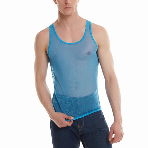 Herren Transparentes Netz-Tanktop, Shirt Herren Basic, Athletic Muskelshirt Fitness Work Out Unterhemd Leicht Rundhals Funktionsshirt Luftdurchlässig Bequeme Tee Top Achselshirts 2024