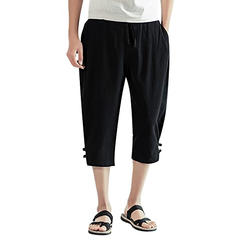 QWUVEDS Stretch Jeans Herren Herren Jeans Stretch Skinny Jeans Herren Herren Lose Leinen Gerade Baumwolle Pumphose Sommer Freizeithose Atmungsaktive Herrenhose Herren Shorts Print