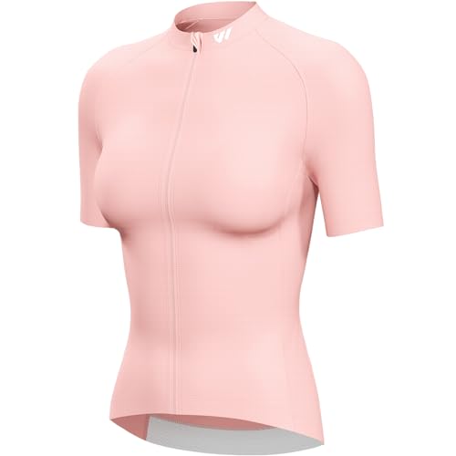 Lo.gas Radtrikot Damen Kurzarm,Fahrradtrikot Rennrad Trikot Atmungsaktiv Frauen Fahrrad Shirt Sommer Fahrradjacke Radfahren Top Mit 3 Taschen S Rosa