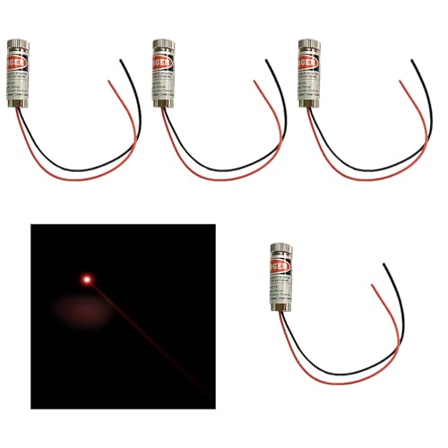 4 Stück Fokussierbare Lasermodul laser Fokus Einstellbar Laser Rot Laserlinie 3-5V 650nm mit Kunststoff Linsen,verwendet für Korrektur und Ausrichtung von Industriegebäuden (Dot)