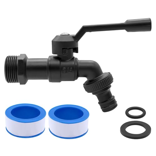 AIMEKE 3/4 Zoll Wasserhahn Garten Messing Kugelhahn Aussen Frostsicher -20℃ Auslaufhahn Hitzebeständig 120℃ Außenwasserhahn mit Schlauchanschlüsse (Schwarz)
