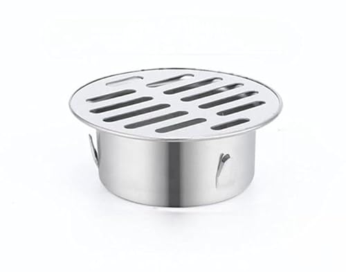Runder Edelstahl-Bodenablauf, Metall, Stahl, Gully-Gitter, Dusche, Anti-Verstopfungs-Filter, Zuhause, Werkzeuge für den Außenbereich, Balkon, Hof (Ø 75 mm)