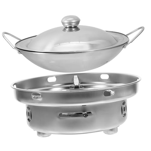 Housoutil Kleiner Hot Pot Doppelohrtopf Kochgeschirr Mit Herd Küchenkochgerät Outdoor Kochgeschirr Edelstahlpfanne Outdoor Kocher Mit Herd Alltagspfanne Kochwerkzeug Kochpfanne