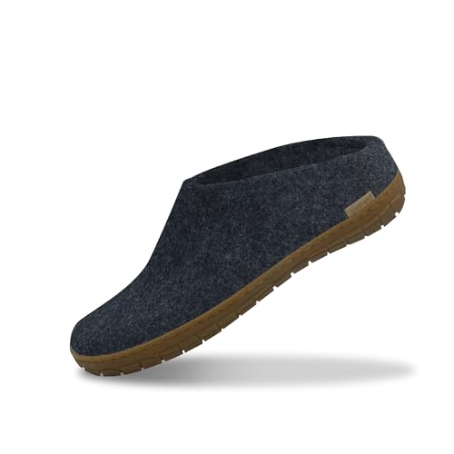 Glerups Hausschuhe Herren und Damen Größe 43) | Komfortable Filzpantoffeln mit Gummisohle | Praktische Pantoffeln Damen & Herren | Hausschuh aus reiner Naturwolle | Comfortable Slippers Women & Men