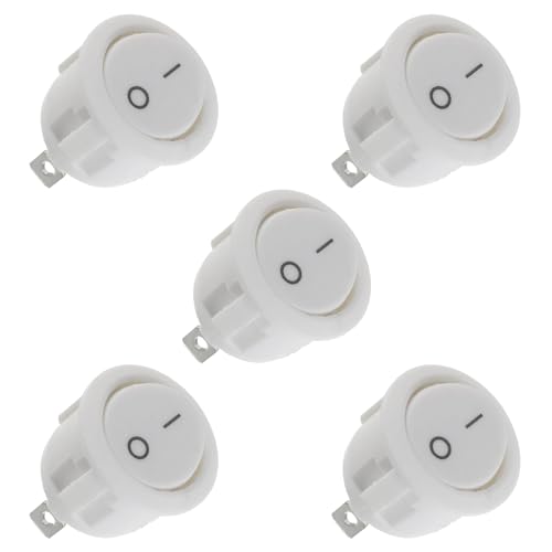 HUAREW Wippschalter EIN/AUS KCD1 Mini-Rund-Kippschalter SPST 2Pin Snap-in Latching mit Drähten vorverdrahtet AC 6A/250V 10A/125V, für Auto Boot (5 Stück)