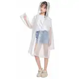 BCBF 1 Stück Regenponcho Kinder Wasserdicht, Leichter Regenjacke Kinder Eva Regenmantel,Wiederverwendbar Regencape Kinder Mit Kapuze, Kinder Regenponcho Durchsichtig Für Mädchen Jungen(1-1.5M)