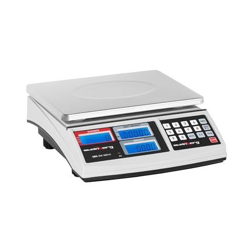 Steinberg Systems SBS-ZW-3001H Zählwaage 30kg / 1 g Präzisionswaage Digitalwaage Ladenwaage 26 x 21 cm Marktwaage inkl. Akku und Netzteil