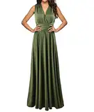 HAHAEMMA Damen Kleider Elegant Hochzeit Lang Abendkleid Multiway V-Ausschnitt Rückenfrei Brautjungfernkleid Bodenlang Abschlussball Ballkleid Neckholder Sommer Strandkleid(AG,M)