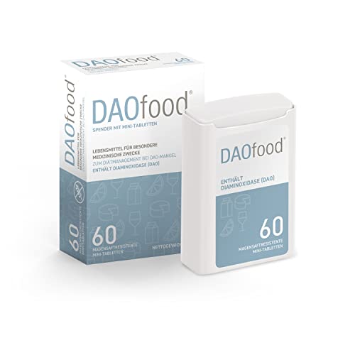 DAOfood - Diätetische Management bei DAO-Mangel - Dispenser 60 Mini Gastro-resistente Tabletten - DAO-Enzym