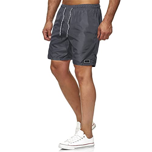 Generisch Männer Kurze Regular Lässige Jogging-Atmungsaktive Herren-Sommershorts Retro-Sport-Herrenshorts Männer Shorts Lockere (Grey, XXXL)