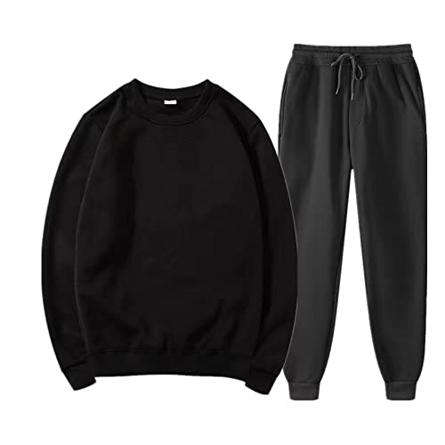 QWUVEDS Männer mit Hosen Hoodie Plus Freizeit Winter Fleece mit Kapuze Plüsch Damen Anzüge Pullover und Hosen Sweatershirt O Neck Top Hose Jogginghose Überlänge