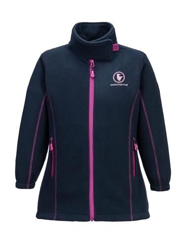 SCHIETWETTER Mädchen Kinder Fleecejacke Carla, Übergangsjacke, hoher Kragen, Wanderjacke, Lange Fleecejacke, kuschelig, warm Navy 164