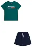 Champion Jungen Legacy Graphic Shop B-Authentic Athleticwear Crewneck T-Shirt & Shorts Komplett, Waldgrün/Marineblau, 3-4 Jahre