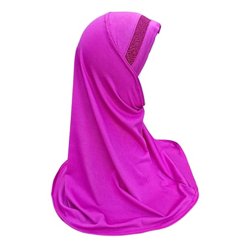 Yaqeen Hijab al Amira Kopftuch für Mädchen mit Glitzerborte, fertig zum Überziehen, Kopftuch für Mädchen, pink