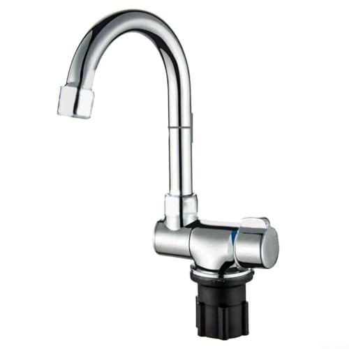 Faltbarer Wasserhahn Für Wohnwagen Wohnmobil Kupfer Chrom Mischbatterie 360° Drehbar 180° Klappbar Heiß- Und Kaltwasser Armatur Platzsparend Für Camper Boot Küche Bad Silber