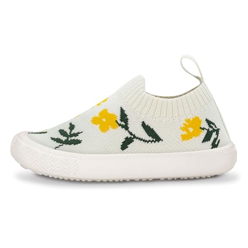 Jan & Jul Atmungsaktive Sommer Slip-On Schuhe/Schlupfschuhe für Mädchen (Gelbe Blume, EU Size 30)