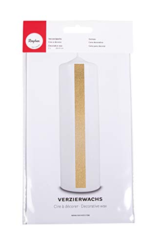 Rayher 3103706 Verzierwachs, gold, 2 Verzierwachsplatten 20 x 10 cm, Wachsfolie zum Kerzen verzieren, Kerzenwachs, Wachsfolie