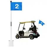 Golf Flaggenstock, Golffahne Mit Golfloch, Doppelseitige Golffahnen Mit Putting-Green-Halter, Tragbares Golfzubehör Für Golfliebhaber Zum Üben Im Hinterhofgarten