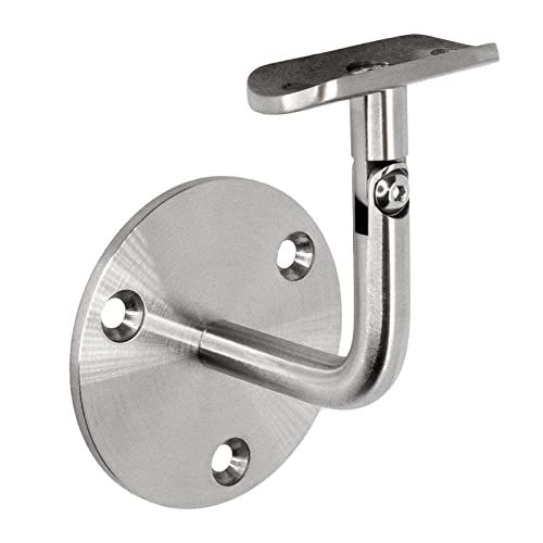 PRIOstahl Handlaufhalter Handlauf Wandhalter Handlaufstütze - 1 x Handlaufträger an die Wand Stellbar für Rundrohr Ø42,4 mm mit 3-Loch Befestigung aus Edelstahl V2A für Geländer Rohr Treppe