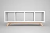 Kallax Regal Untergestell für 4er Kallax | Holzuntergestell aus massiver Buche | Möbelfüße für Kallax Sideboard | Passgenau 4 Fächer Breite | Retro Design