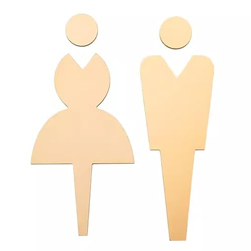 AUNANGLJSCS Toilettenschild, Badezimmerschild Metall-Badezimmerschild for Männer und Frauen, Toilettenschild for Unternehmen, Heimbüros und Restaurants, Höhe: 6 Zoll, 2 Stück(Gold)