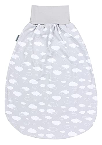 TupTam Baby Strampelsack mit breitem Bund – Unwattierter Schlafsack Baby aus Baumwolle für Frühling & Sommer, Farbe: Wolken Grau, Größe: 6-12 Monate