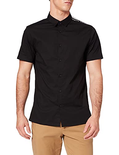 Armani Exchange Herren Recycled Stretch Cotton Shirt, Black/White/Navy, S