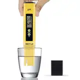 1x pH Messgerät für Wasser, Aquarium, Teich, Pool Digital, 0.00-14.00 pH-Meter Messer, Hohe Auflösung von 0.01 mit Buffer/Kalibrierung Set inkl. Kalibrierlösungen