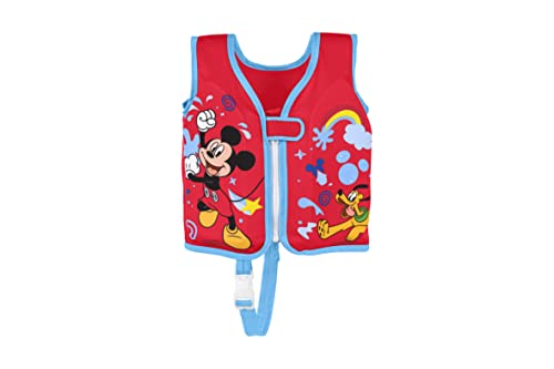 Bestway Swim Safe ABC Disney Junior Schwimmweste mit Textilbezug Stufe B Mickey & Friends, 1-3 Jahre, Rot