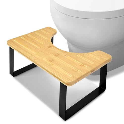 Toilettenhocker Erwachsene, 17 * 10.6 * 7" Toilettenhocker Holz, Klohocker Toiletten Hocker, WC Hocker Toilette Bambus, Kackhocker, Toilettenstuhl, WC Hocker Erwachsene