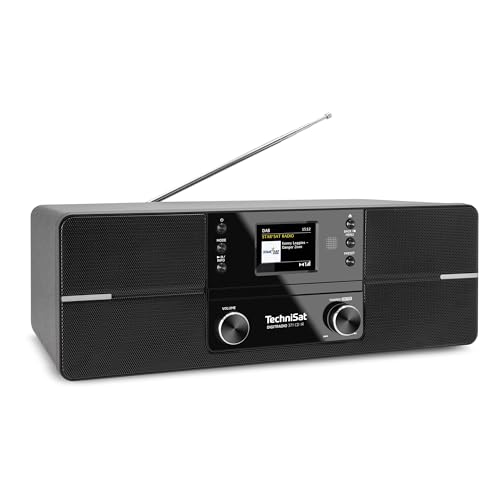 TechniSat DIGITRADIO 371 CD IR - Stereo Internetradio (DAB+, UKW, CD-Player, WLAN, Bluetooth, Farbdisplay, USB, AUX, Kopfhöreranschluss, Wecker, 10 Watt, Fernbedienung), Schwarz/Silber