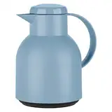 Emsa Samba Isolierkanne F40101 | 1 Liter | Quick Press Verschluss | 100% dicht | 12h heiß, 24h kalt | Puderblau, Puder Blau