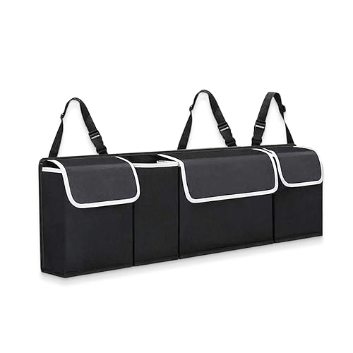 POFIBO Auto Kofferraum Organizer,Auto-Kofferraum-Aufbewahrungstasche, faltbarer wasserdichter Auto-Organizer mit Klettverschluss und 4 Taschen, Auto-Zum Aufbewahren & Verstauen