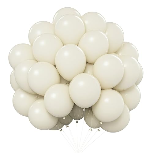 Luftballons Beige,100 Stück Sand White Ballons,10 Zoll Latex Luftballons Geburtstag,Beige Luftballons,Luftballon Partydeko Geburtstags Hochzeits Babyparty Festival Jahrestag Deko