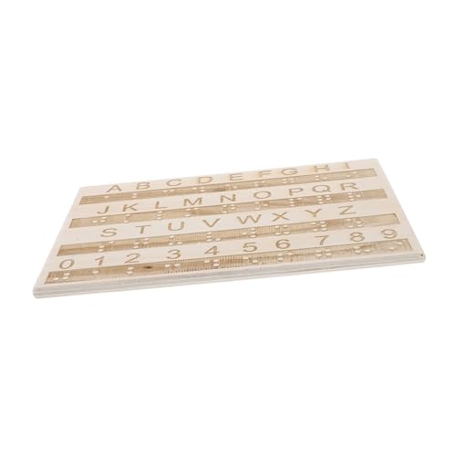 ifundom Tafel mit Braille-Alphabet Braille-Spiele Zeichenbrett für Buchstaben aus Holz Fluchtraum-Requisite Braille-Bücher Big-Blind-Button Braille-Lernlineal Blindenschrift hölzern