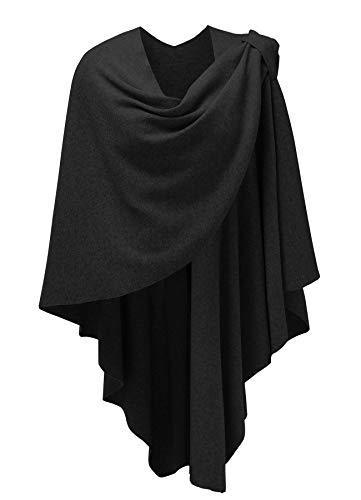 PULI Damen Sweatshirt Strickschal vorne kreuzen Poncho Decke Cape Cardigan Wickelschal , 1-schwarz, Gr. Einheitsgröße