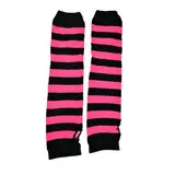 MIJOMA Poizen Industries 1 Paar gestreifte Armstulpen Gothic Punk Stripe Armwarmers one size Einheitsgröße unisex (Black-Pink)